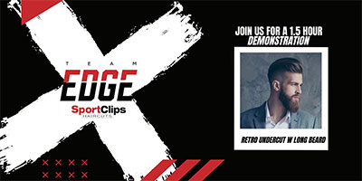Team Edge SportClips Haircuts. Join us for a 1.5 hour demontration. Retro undercut w long beard